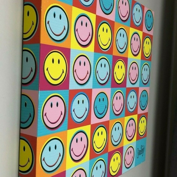 NEW Smiley 'Pop Art' Canvas Wrapped Warhol Style - Picture 2 of 8